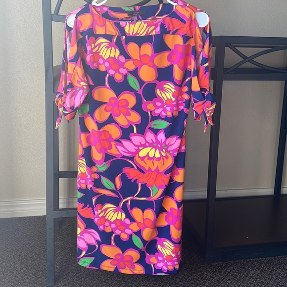 Trina Turk Size XS Colorful‎ Floral Open Shoulder Dress - Picture 4 of 12